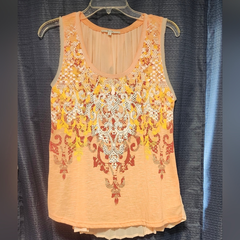 Miss Me Peach colored Tank Top Sheer Back